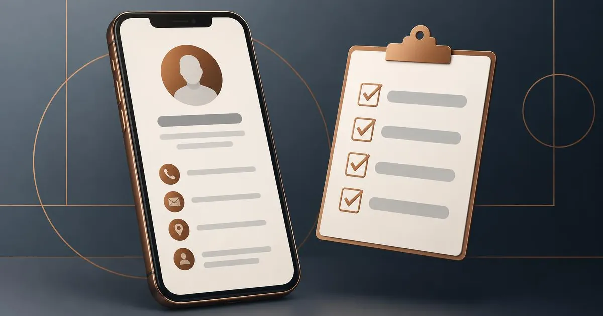 Illustration for the article: Digital business card checklist for 2026